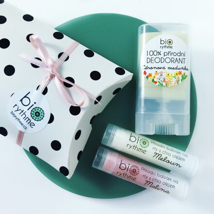 Malý dárek (3 kusy)  -  deo Citronová meduňka + 2 balzámy na rty