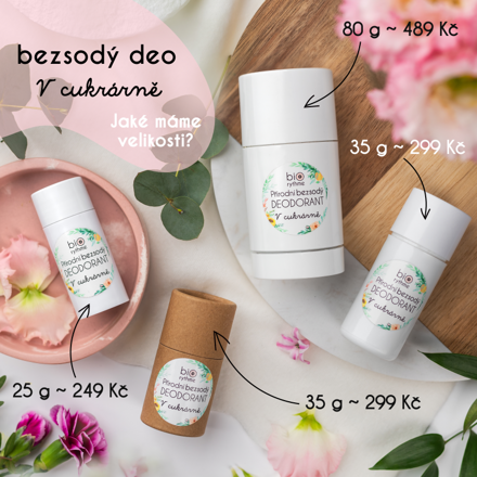 Papírový obal: BEZSODÝ deodorant V cukrárně