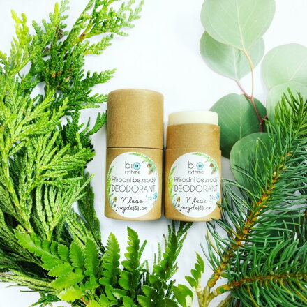 Papírový obal: BEZSODÝ deodorant V lese najde(š) se