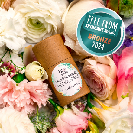 Papírový obal: BEZSODÝ deodorant V cukrárně