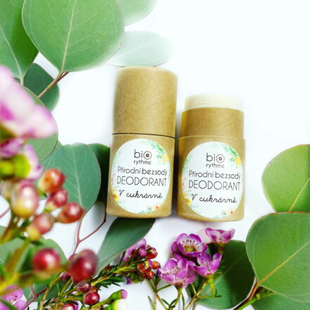 Papírový obal: BEZSODÝ deodorant V cukrárně